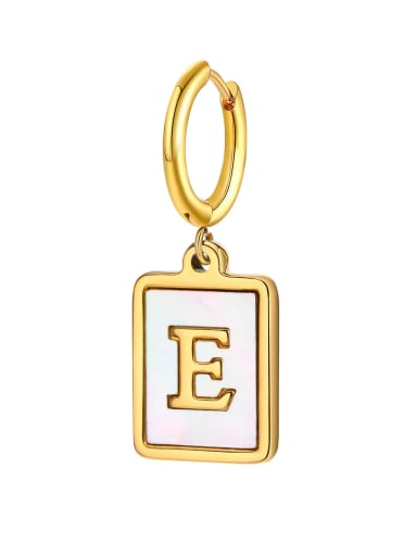 Letter E single Stainless steel Enamel Letter Vintage Huggie Earring