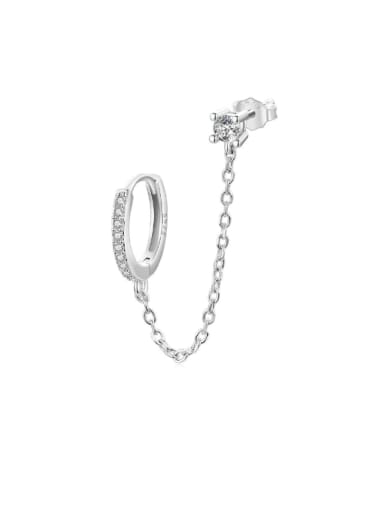 silvery( Single ) 925 Sterling Silver Cubic Zirconia Tassel Minimalist Single Earring