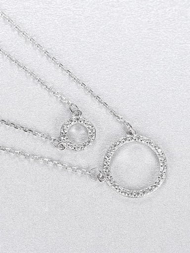 platinum 925 Sterling Silver Cubic Zirconia Geometric Dainty Multi Strand Necklace