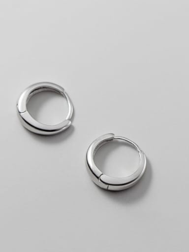 silver 14mm 925 Sterling Silver Geometric Minimalist Huggie Earring