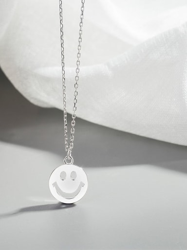 925 Sterling Silver Smiley  Minimalist Pendant Necklace