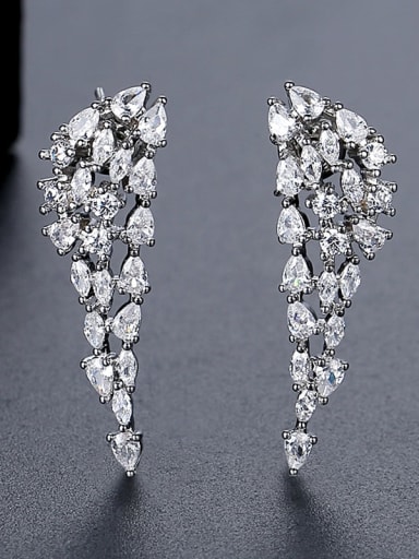 Brass Cubic Zirconia Tassel Luxury Cluster Earring