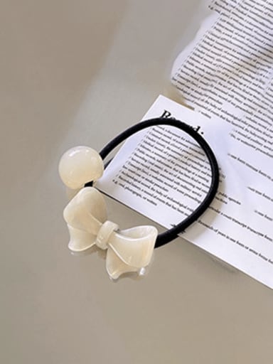 Colorful white (with beads) 4cm Cellulose Acetate Minimalist Bowknot Multi Color Hair Rope