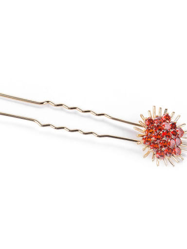 Copper Cubic Zirconia Dainty Flower Hair Pin