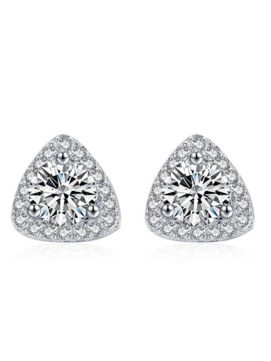 925 Sterling Silver Cubic Zirconia Triangle Classic Stud Earring
