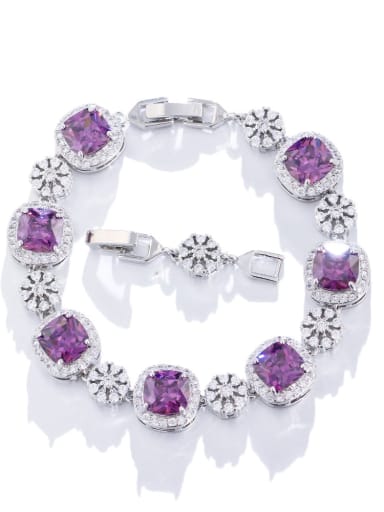 purple Brass Cubic Zirconia Geometric Luxury Bracelet
