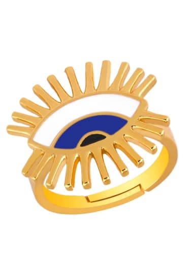blue Brass Enamel Evil Eye Vintage Band Ring