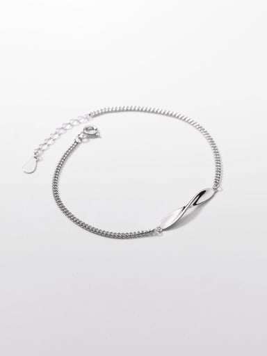 Silver 925 Sterling Silver Geometric Minimalist Link Bracelet