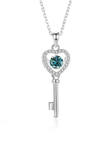 925 Sterling Silver Moissanite Key Dainty Necklace
