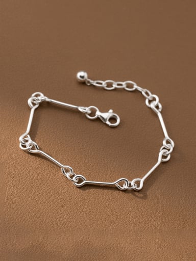 custom 925 Sterling Silver Geometric Chain Vintage Link Bracelet