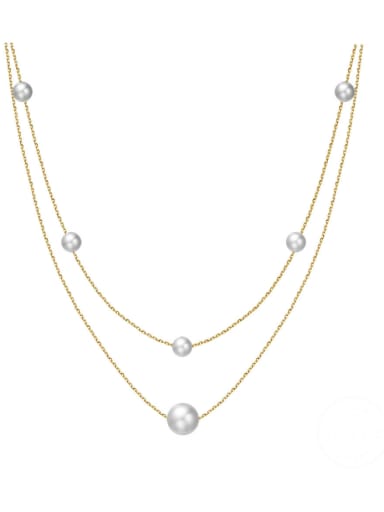 925 Sterling Silver Freshwater Pearl Geometric Minimalist Multi Strand Necklace