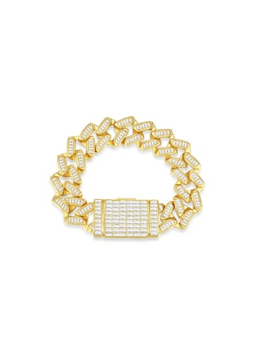 custom Brass Cubic Zirconia Geometric Hip Hop Link Bracelet