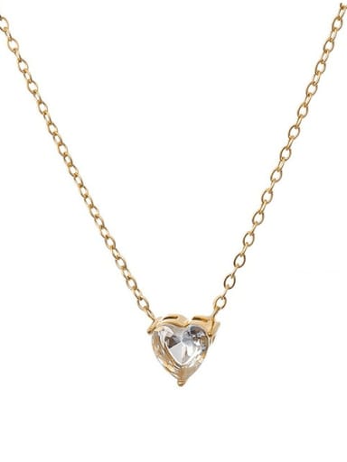 Titanium Steel Cubic Zirconia Heart Minimalist Necklace