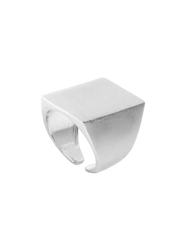 Silver [size 13 adjustable] 925 Sterling Silver Geometric Minimalist Band Ring