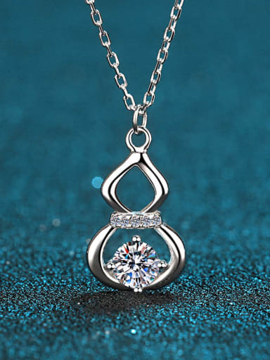 Sterling Silver Moissanite Geometric gourd  Dainty Necklace