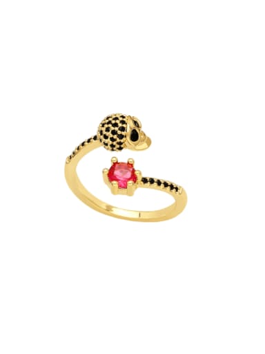 red Brass Cubic Zirconia Skull Cute Band Ring