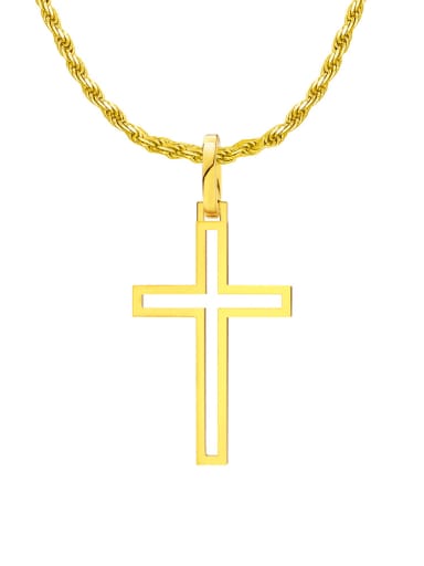 18K gold, single pendant 925 Sterling Silver Hollow  Cross Minimalist Necklace