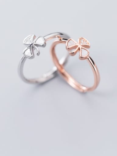 925 Sterling Silver Cubic Zirconia White Flower Minimalist Free Size Ring