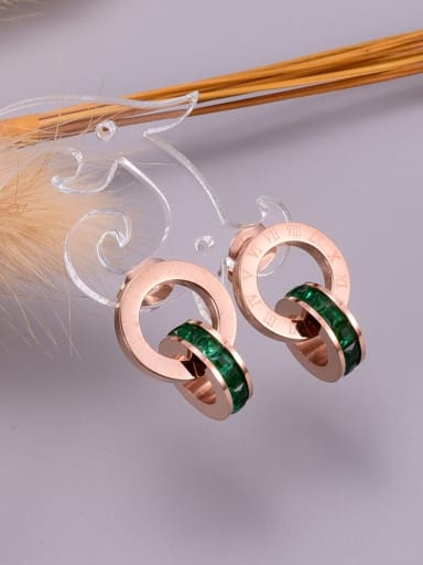 Titanium Cubic Zirconia Multi Color Round Classic Stud Earring