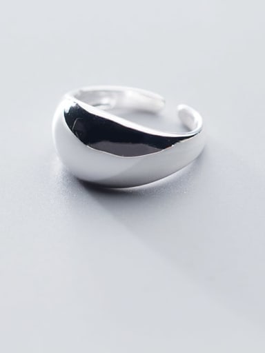 925 Sterling Silver Smooth  Irregular Minimalist Free Size Ring