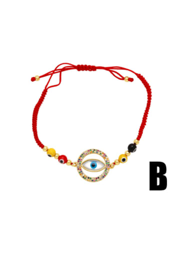 B Brass Cubic Zirconia Evil Eye Hip Hop Handmade Weave Bracelet
