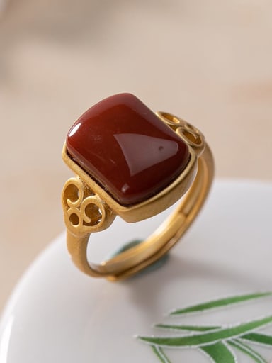 925 Sterling Silver Carnelian Rectangle Vintage Band Ring