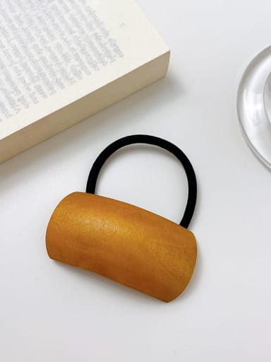 Wood grain yellow leather tendon 6cm Wood Minimalist Geometric Alloy Hair Rope
