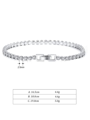 Length 19cm Weight 5g 925 Sterling Silver Cubic Zirconia Geometric Minimalist Beaded Bracelet