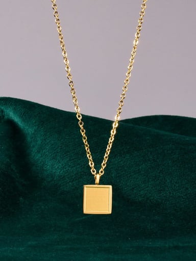 Titanium Smooth Square Minimalist pendant Necklace