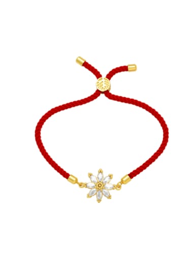 white Brass Cubic Zirconia Flower Trend Handmade Weave Bracelet
