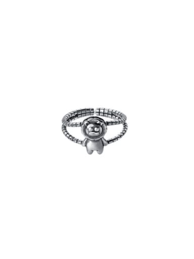 925 Sterling Silver Lion Vintage Stackable Ring