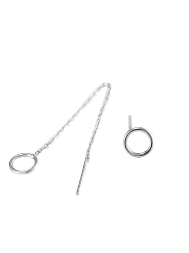 925 Sterling Silver Tassel Minimalist Asymmetrical long Threader Earring
