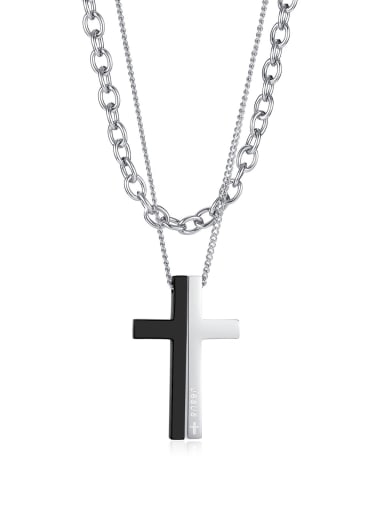 Stainless steel Cross Minimalist Multi Strand Necklace