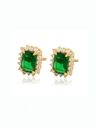 Emerald Alloy Cubic Zirconia Geometric Minimalist Stud Earring