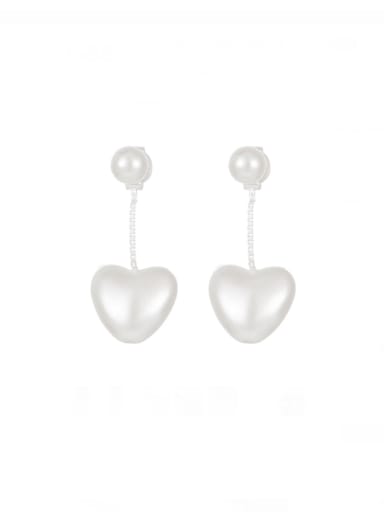 925 Sterling Silver Freshwater Pearl Heart Minimalist Drop Earring