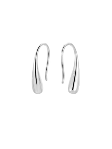 White gold water drop bean earrings 925 Sterling Silver Water Drop Minimalist Hook Earring