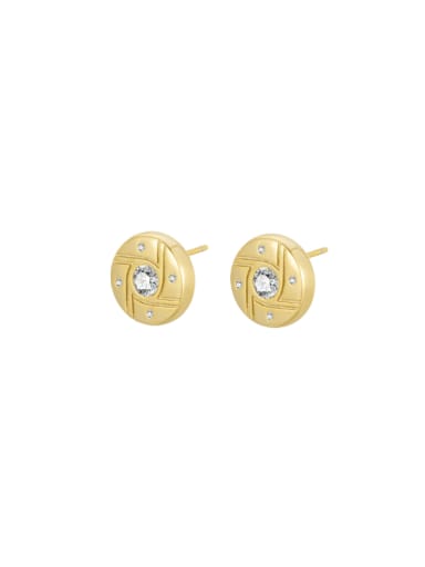 Gold color 925 Sterling Silver Cubic Zirconia Geometric Minimalist Stud Earring
