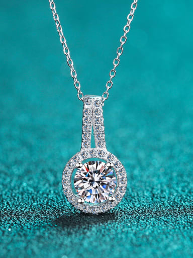 Sterling Silver Moissanite Round Dainty  Pendant Necklace
