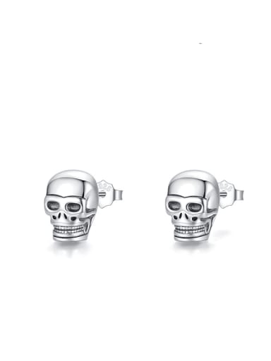 925 Sterling Silver Skull Vintage Stud Earring