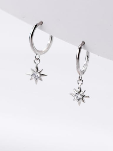 925 Sterling Silver Rhinestone Star Minimalist Huggie Earring