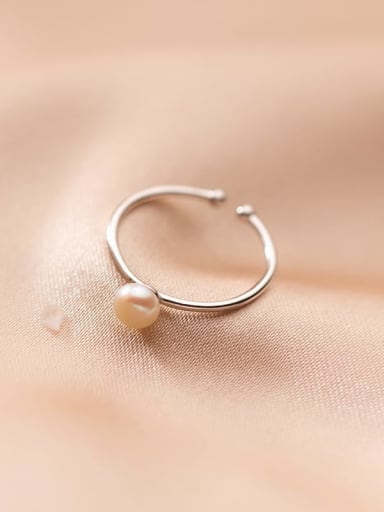 Ring Pearl 925 Sterling Silver Heart Vintage Band Ring