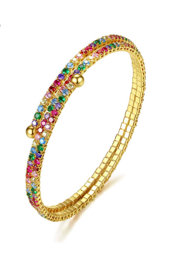 Copper Cubic Zirconia Multi Color Round Luxury Bracelet
