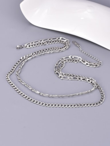 Titanium Steel Geometric Double Layer Chain Hip Hop Multi Strand Necklace
