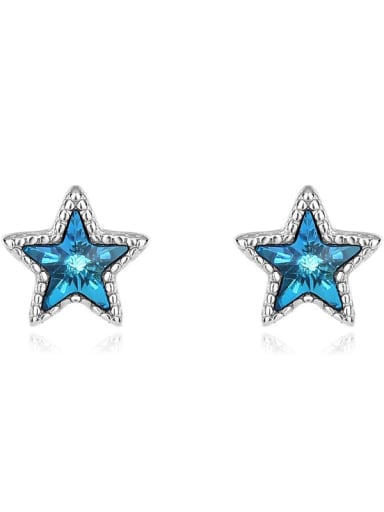 JYEH 008 (Gradient Blue) 925 Sterling Silver Austrian Crystal Pentagram Classic Stud Earring