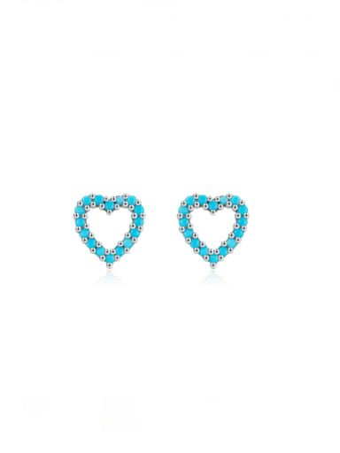 925 Sterling Silver Cubic Zirconia Heart Dainty Stud Earring