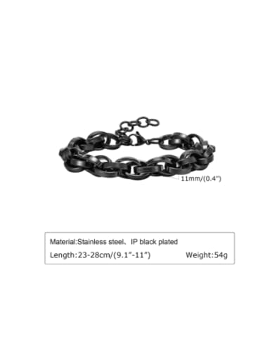 Black, 23cm Stainless steel Irregular Hip Hop Link Bracelet