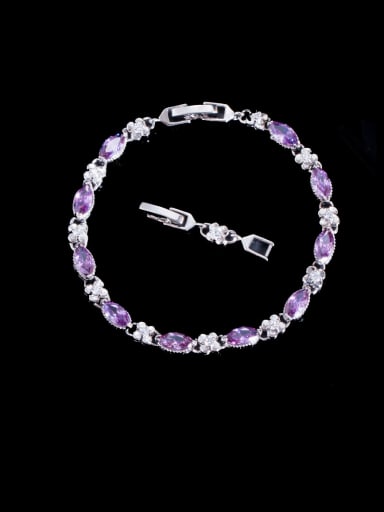violet Brass Cubic Zirconia Geometric Luxury Bracelet