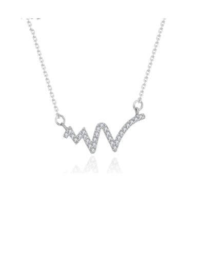 925 Sterling Silver Cubic Zirconia  Irregular Dainty Necklace