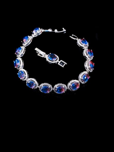 Blue red Brass Cubic Zirconia Geometric Luxury Bracelet