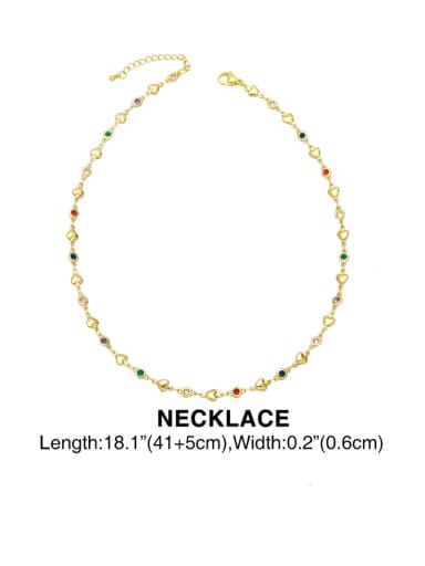 Necklace Brass Cubic Zirconia Bohemia Heart  Bracelet and Necklace Set